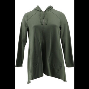 LOGO Lounge by Lori Goldstein Brushed Terry Hooded Jacket Thyme - Petite